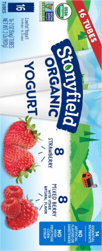 Stonyfield® Organic Kids Strawberry & Mixed Berry Lowfat Yogurt Tubes Variety Pack Perspective: back