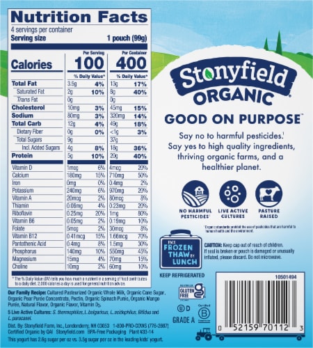 Stonyfield Organic® Pear Spinach Mango Whole Milk Perspective: back