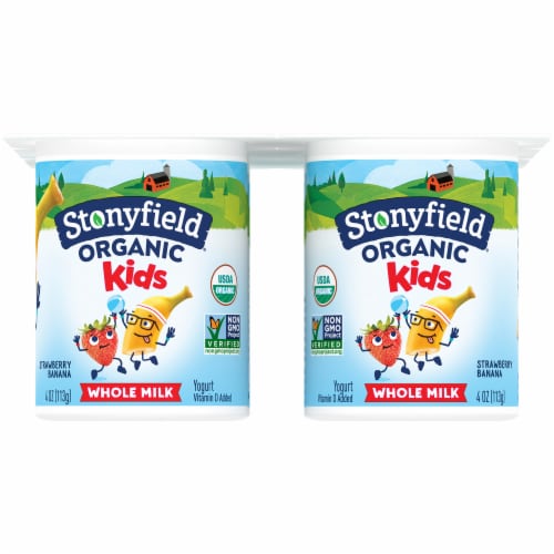 Stonyfield® Organic Kids Strawberry Banana Whole Milk Yogurt Cups Perspective: back