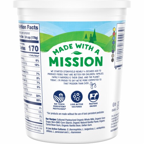 Stonyfield® Organic Vanilla Bean Whole Milk Greek Yogurt Perspective: back
