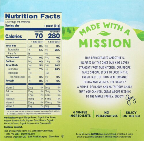 Stonyfield Organic™ Dairy-Free Tropical Twist Smoothie Perspective: back