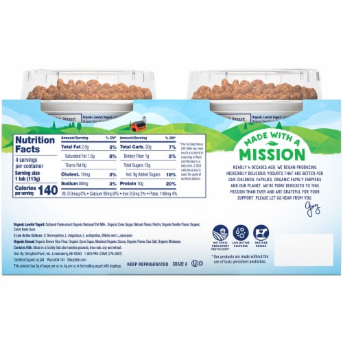 Stonyfield Organic® Vanilla Lowfat Yogurt Cups  with EnviroKidz Choco Koala Crisp Perspective: back