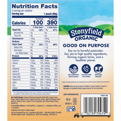 Stonyfield Organic® Yo Baby® Banana & Oat Whole Milk Yogurt Pouch  Pouches Perspective: back