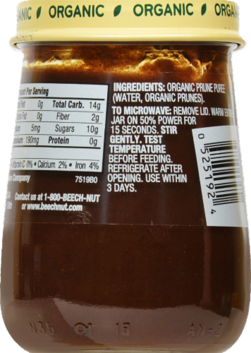 Beech-Nut Organic Prunes Stage 1 Baby Food Perspective: back