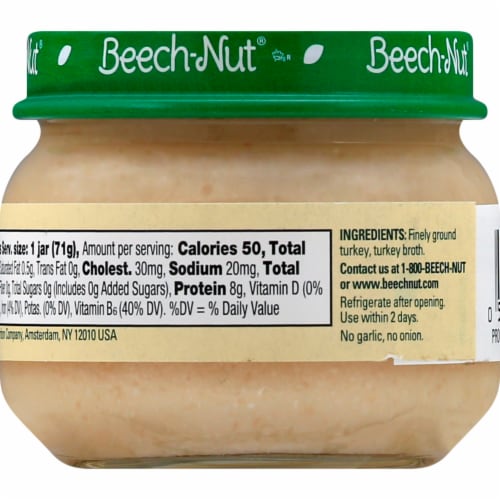 Beech-Nut Stage 1 Turkey & Turkey Broth Baby Food Jar Perspective: back