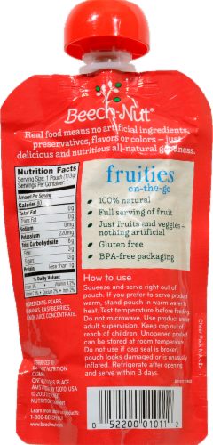 Beech-Nut Fruities On-the-Go Pear Banana & Strawberry Puree Perspective: back