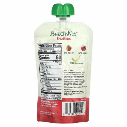 Beech-Nut Fruities Stage 2 Peach Apple & Banana Baby Food Pouch Perspective: back