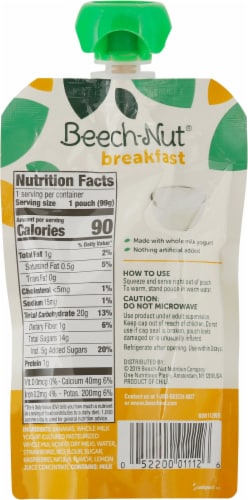 Beech-Nut® Breakfast Yogurt Banana & Mixed Berry Blend Stage 4 Baby Food Pouch Perspective: back