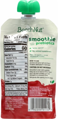 Beech-Nut® Smoothie + Prebiotics Stage 4 Apple Cherry Puprle Carrot & Yogurt Toddler Food Pouch Perspective: back
