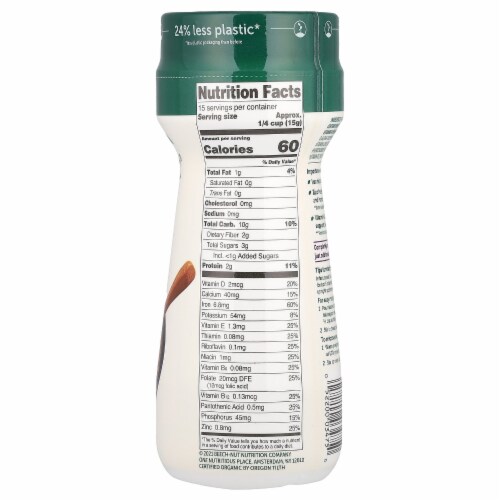 Beech-Nut® Organic™ Stage 1 Oatmeal Whole Grain Baby Cereal Canister Perspective: back