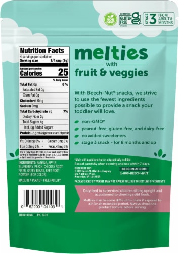 Beech-Nut Naturals Banana Blueberry & Green Beans Fruit & Veggie Melties Snack Perspective: back
