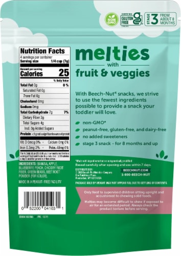 Beech-Nut® Melties Stage 3 Banana Blueberry & Green Bean Baby Snack Melts Bag