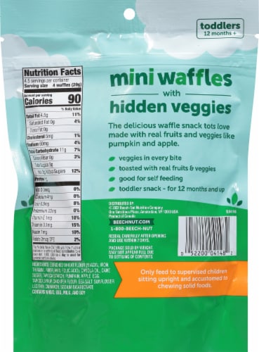 Beech-Nut Mini Waffles Stage 4 Pumpkin Apple & Cinnamon + Hidden Veggies Toddler Waffles Snack Bag