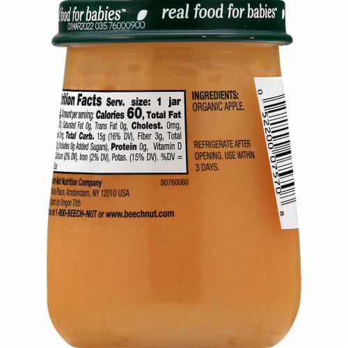 Beech-Nut® Organics Stage 1 Apple Baby Food Perspective: back