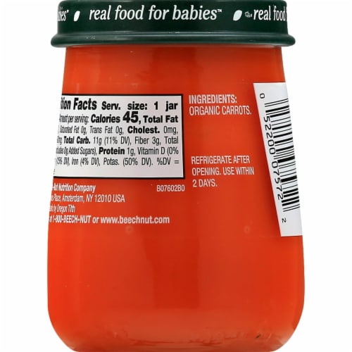 Beech-Nut® Organics Stage 1® Carrots Baby Food Perspective: back