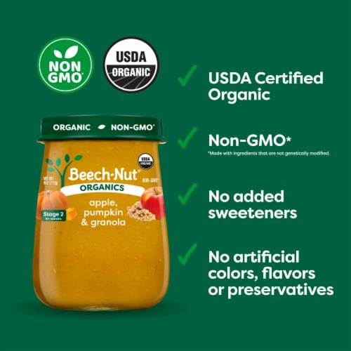 Beech-Nut® Organics Stage 2 Apple Pumpkin & Granola Baby Food Perspective: back