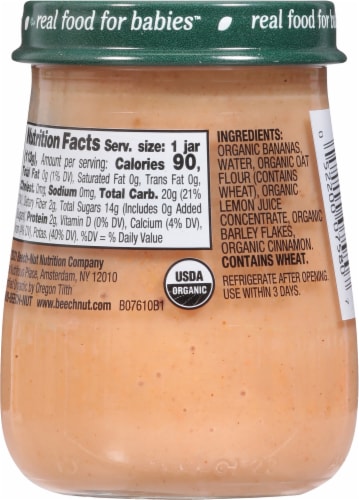 Beech-Nut® Organics Stage 2 Banana Cinnamon & Granola Organic Baby Food Jar Perspective: back