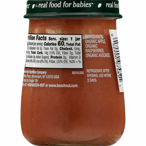 Beech-Nut® Organics Stage 2 Apple Raspberries & Avocado Baby Food Perspective: back