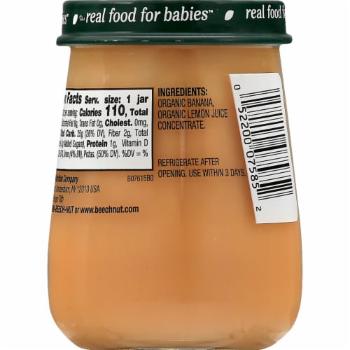 Beech-Nut® Organics Banana Stage 2 Baby Food Jar Perspective: back