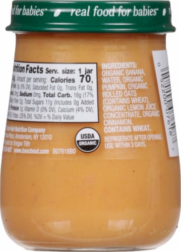 Beech-Nut Organics Stage 3 Banana Pumpkin + Rolled Oats Baby Food Perspective: back