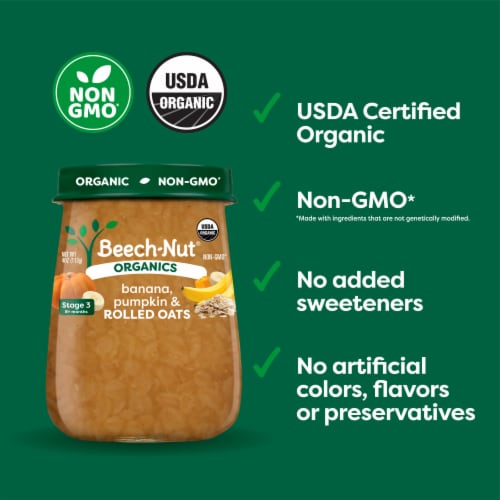 Beech-Nut Organics Stage 3 Organic Baby Food, Banana Pumpkin & Oats Perspective: back