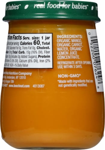 Beech-Nut® Organics Stage 2 Mango & Carrot Baby Food Jar Perspective: back