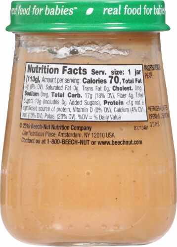 Beech-Nut® Naturals Stage 1 Pears Baby Food Perspective: back