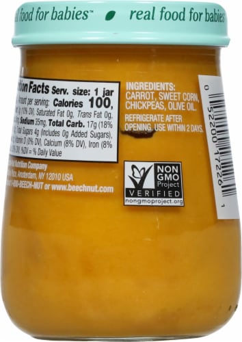 Beech-Nut® Naturals Superblends Stage 3 Carrot Corn & Chickpea Baby Food Perspective: back