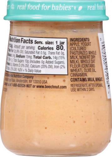 Beech-Nut® Naturals Superblends Stage 3 Apple Cinnamon Yogurt & Oat Baby Food Perspective: back