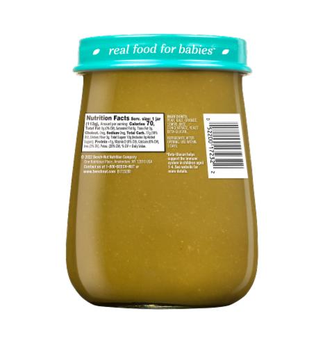 Beech-Nut® Naturals Stage 3 Immune Support Pear Kale & Orange Baby Food Jar Perspective: back