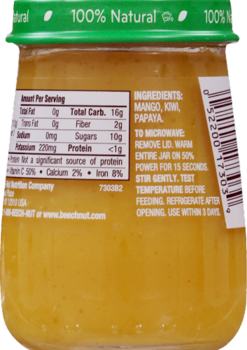 Beech-Nut Naturals Just Mango Kiwi & Papaya Stage 2 Baby Food Perspective: back