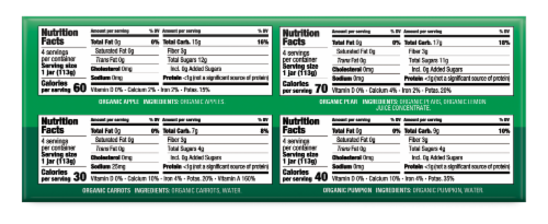 Beech-Nut Organics Stage 1 Baby Food Variety Pack Perspective: back