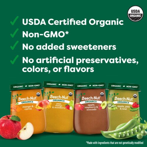 Beech-Nut Organics Stage 2 Baby Food Variety Pack, Fruit & Vegetable Perspective: back