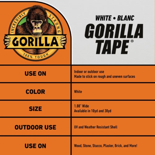Gorilla® Permanent Duct Tape - White Perspective: back