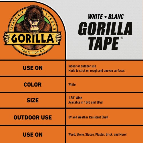 Gorilla® Permanent Duct Tape - White Perspective: back