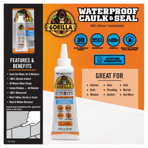Gorilla® 100% Silicone Clear Sealant Perspective: back