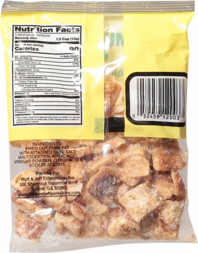 Mutt & Jeff Salt and Vinegar Flavored Pork Cracklin's Perspective: back