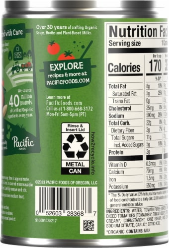 Pacific Foods® Organic Tomato Bisque Soup Perspective: back