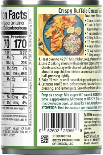 Pacific Foods® Organic Cream of Celery Condensed Soup Perspective: back