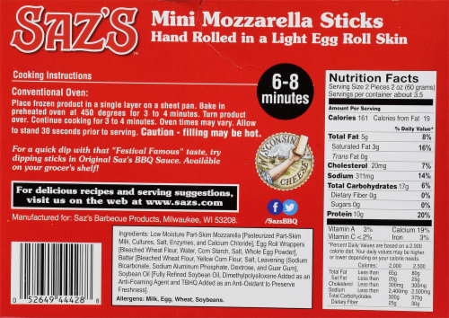 Saz's Mini Mozzarella Sticks Perspective: back