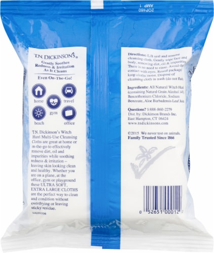 T.N. Dickinson's® Witch Hazel® Soothing Multi-Use Cleansing Cloths Perspective: back
