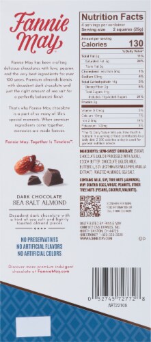 Fannie May® Sea Salt & Almond Dark Chocolate Bar Perspective: back