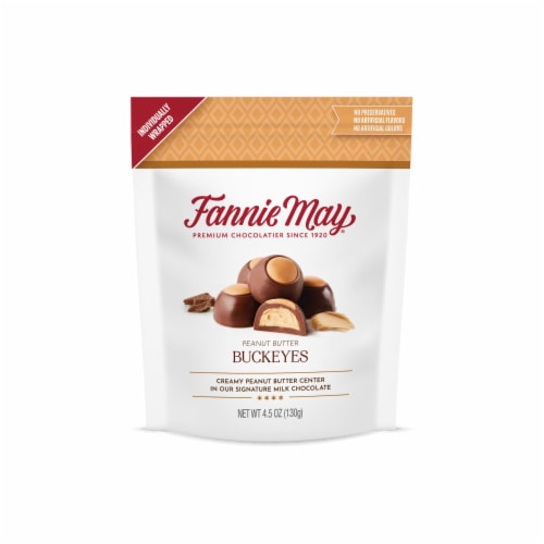 Fannie May Milk Chocolate Candy Peanut Butter Buckeyes Perspective: back