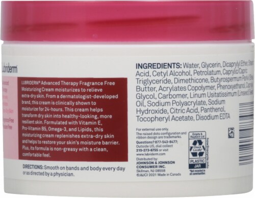 Lubriderm Fragrance Free Advanced Therapy Moisturizing Cream Perspective: back