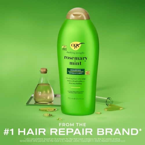 OGX Clarifying Strength + Rosemary Mint Shampoo, Clarifying, Sulfate-Free Surfactants Perspective: back