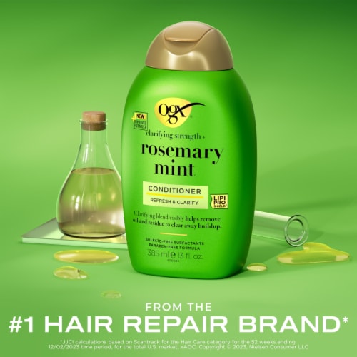 OGX Clarifying Strength + Rosemary Mint Conditioner, Sulfate-Free Surfactants Perspective: back