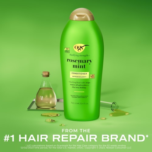 OGX Clarifying Strength + Rosemary Mint Conditioner, Clarifying, Sulfate-Free Surfactants Perspective: back