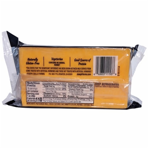 Joseph Farms Sharp Cheddar Block Cheese Perspective: back