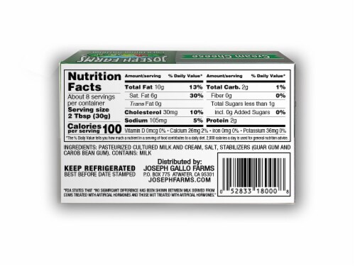 Joseph Farms® Cream Cheese Perspective: back