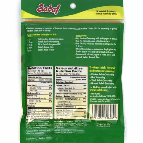 Sadaf Tandoori Seasoning Perspective: back